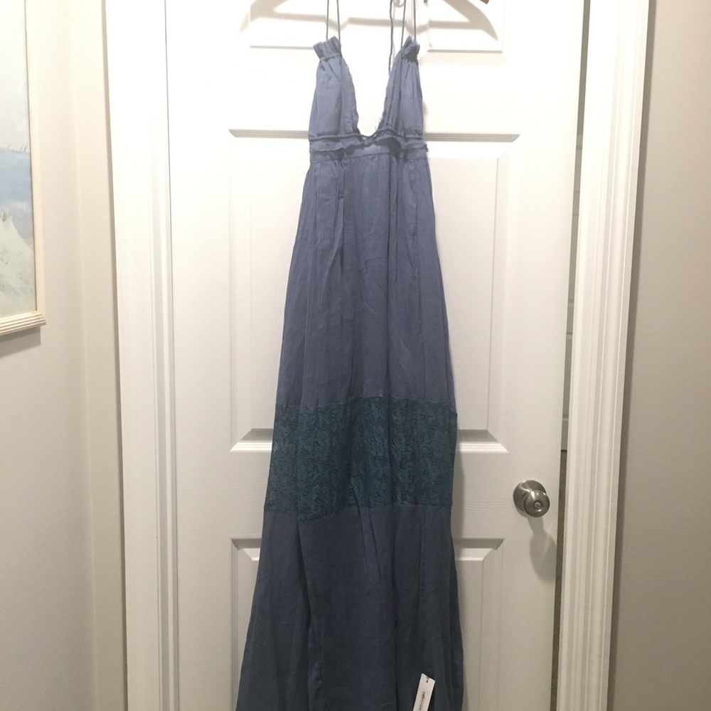 Triangle top blue maxi dress